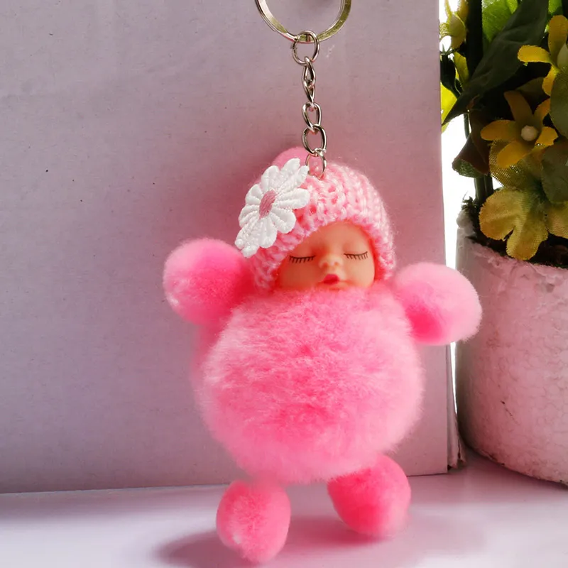 Keychains Sleeping Baby Doll Keychain Flower Bow Knot Holder Bag Key Chain Gifts Ring Sleutelhanger Llaveros Para Mujer Chaveiro ZZ