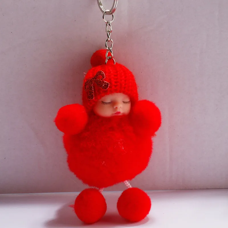 Keychains Sleeping Baby Doll Keychain Flower Bow Knot Holder Bag Key Chain Gifts Ring Sleutelhanger Llaveros Para Mujer Chaveiro ZZ