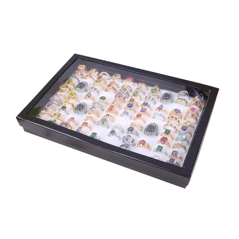 Jewelry Pouches Bags Velvet 100 Slots Ring Earrings Display Box Showcase Storage Case Holder Tray Organizer Boxes With Lid LXHJewe