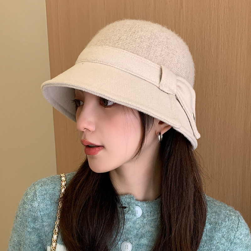 Wide Brim Hats Bucket Hats Winter Wool Blend Bucket Hats For Womens Panamas Foldable Fashion Bow Knitted Fisherman's Hat Outdoor Trave Giftl 2308