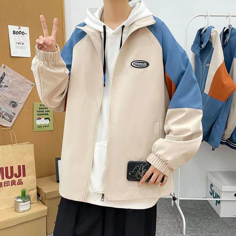 Men's Jackets Spring Mens College Style Jackets Korean Patchwork Women Harajuku Windbreaker Coats Summer Thin Vintage Cargo Jackets 230824