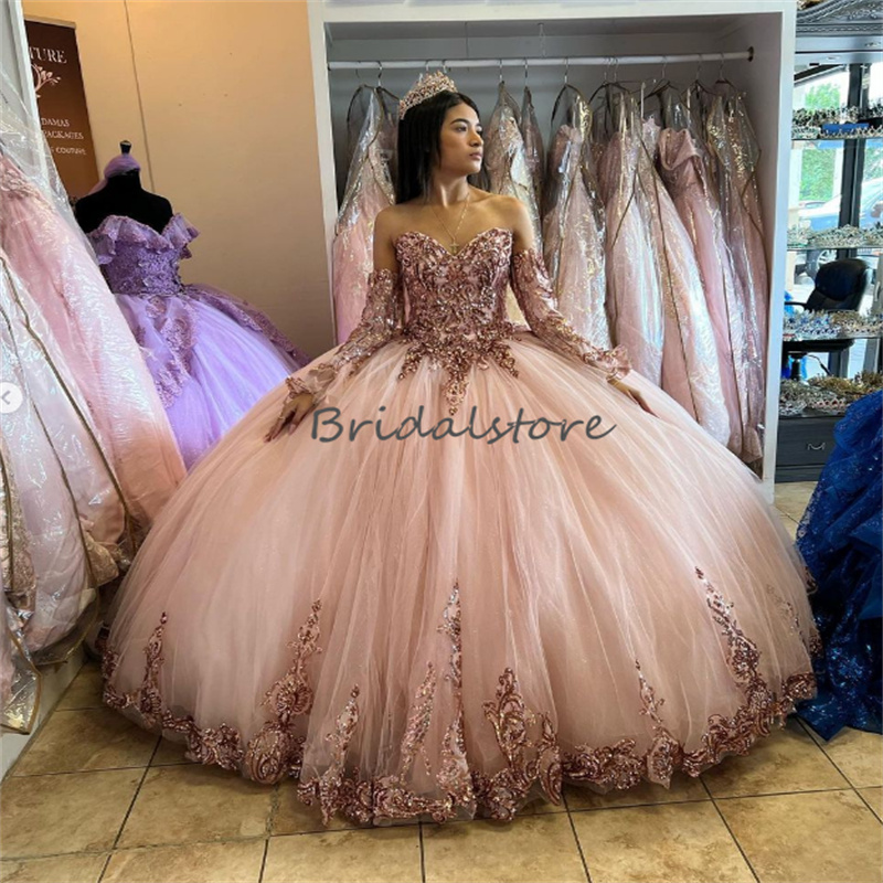 Glitter Sparkle Sequin Quinceanera Dresses 2023 Pink Princess Ball Gown Birthday Sweet 16 Dress Vestido de 15 Quinceanera Vestidos Para Xv Anos vestid