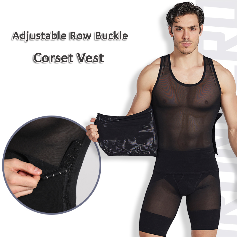 Waist Tummy Shaper Male Waist Trainer Vest Tummy Tuck Belt Weight Loss Corset Slimming Tank Tops Belly Reducer Stomach Girdle Body Shaper For Men 2308