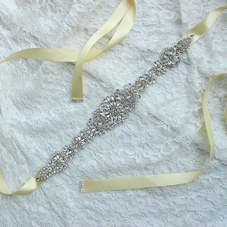 Wedding Sashes For Bride Bridal Dresses Belts Rhinestone Crystal Ribbon From Prom Handmade White Red Black Blush Silver Real Image ZZ
