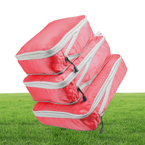 3pcsset Compression Packing Cubes Travel Storage Bag Luggage Suitcase Organizer Set Foldable Waterproof Nylon Material 220516gx
