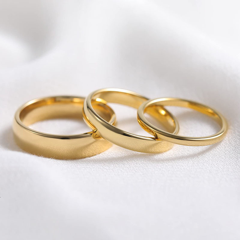Band Rings Tigrade Gold Color Tungsten Ring Couple Men Women Classic Wedding Engagement Band 2468mm Special Write Engraving Name 230824