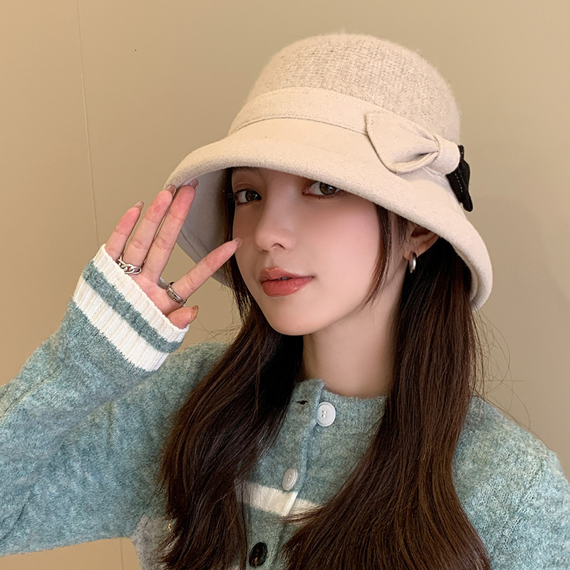 Wide Brim Hats Bucket Hats Bucket Hat Women Autumn Winter Wool Fisherman Cap Solid Color Winter Hats For Women Thick Warm Bonnet Fedora Casual 230824