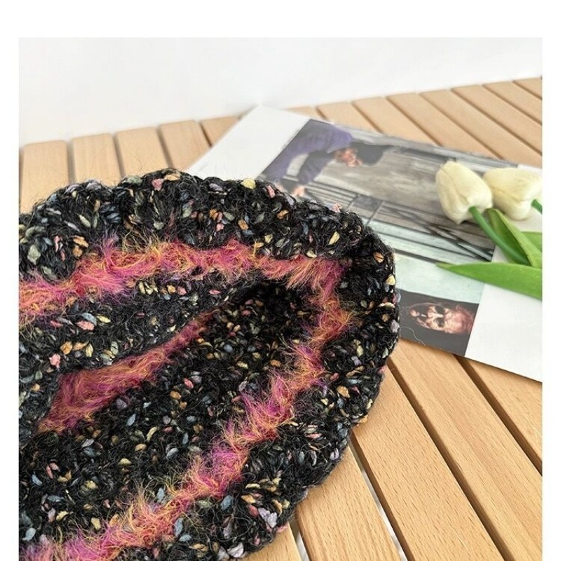 Wide Brim Hats Bucket Hats Korean Version Ins Plush Color Matching Fisherman Hat Women Autumn and Winter Warm Versatile Ear Protection Knitted Bucket 