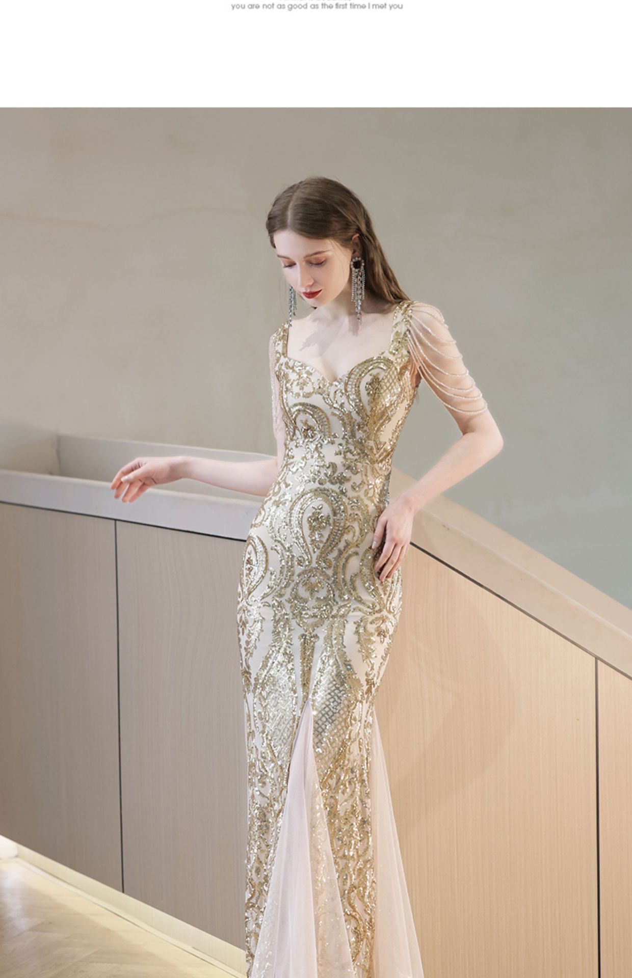 Newest Shiny Mother Of Bride Dresses Sweatheart Neck Lace Gold Sequined Beaded Chiffon Floor Length Plus Size Sexy Evening Party Tail Wedding Gowns 40