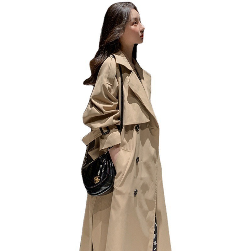 Women's Trench Coats Khaki Trench Coat Women Mid Length Autumn Loose Solid Coat Jacket Trend 230824