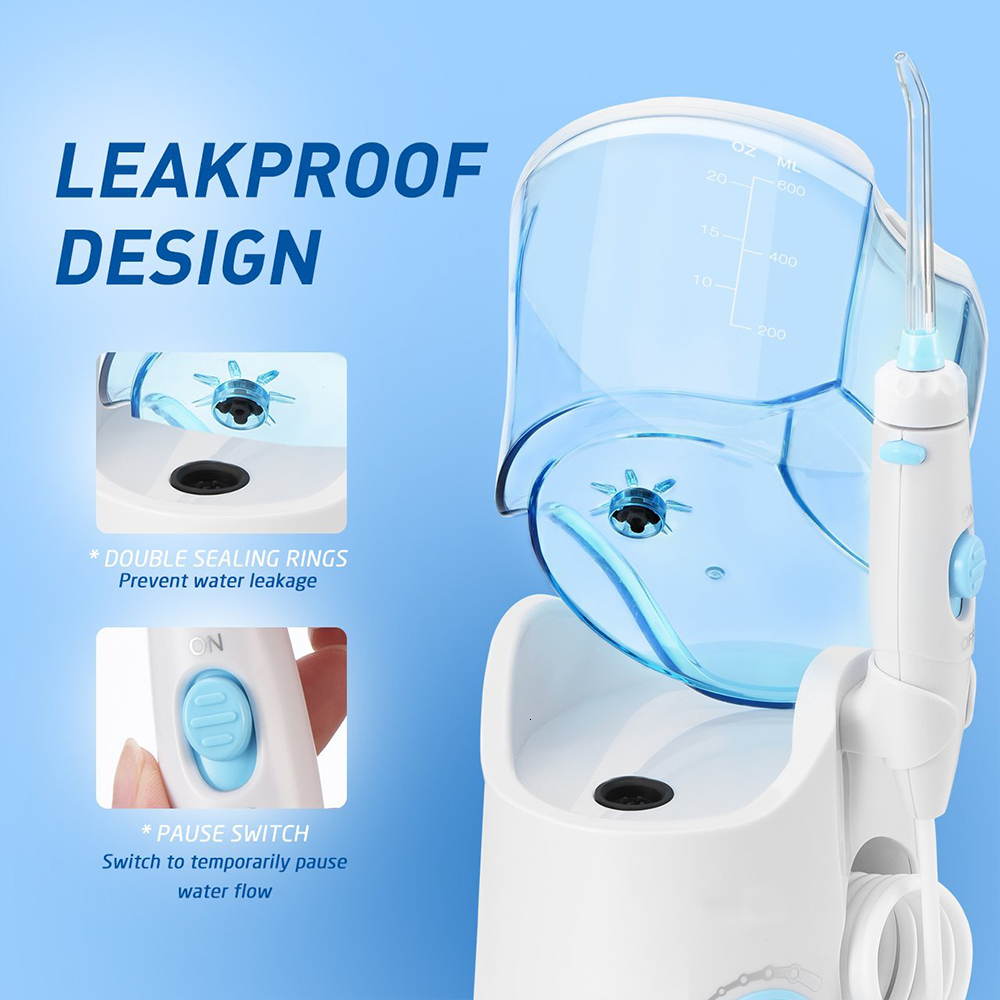 Other Oral Hygiene Irrigator 600ml Water Dental Flosser Care Kit Teeth Cleaner Pick with 7 Nozzles For Whitening Tool 230824