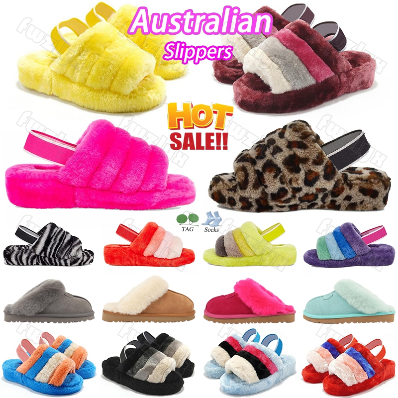 Australian slippers Australia fluff yeah slide Designer slipper womens platform mini Furry Fur snow Half Sandals Fashion puffer keep 823749895