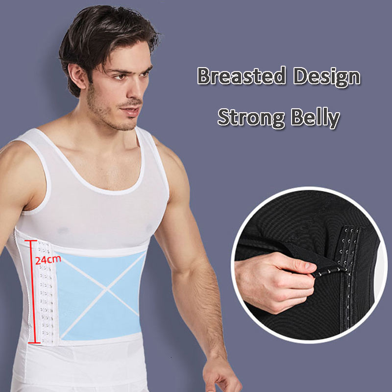 Waist Tummy Shaper Male Waist Trainer Vest Tummy Tuck Belt Weight Loss Corset Slimming Tank Tops Belly Reducer Stomach Girdle Body Shaper For Men 2308