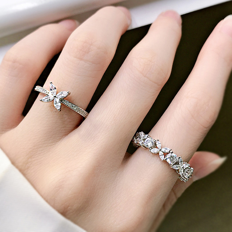 Wedding Rings OEVAS 100% 925 Sterling Silver Sparkling Full High Carbon Dimond Zircon Flower Rings For Women Engagement Wedding Fine Jewelry 230824 - view 7