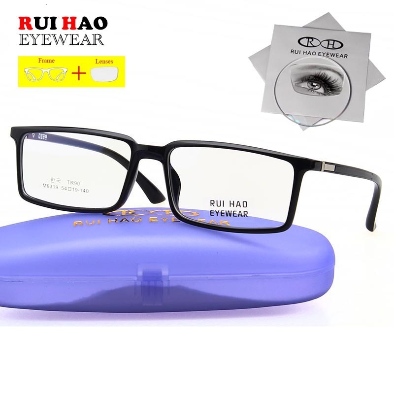 Fashion Sunglasses Frames Customize Prescription Eyeglasses Men TR90 Glasses Fill Resin Lenses Rui Hao Eyewear Rectangle Spectacles Frame Women M6319 
