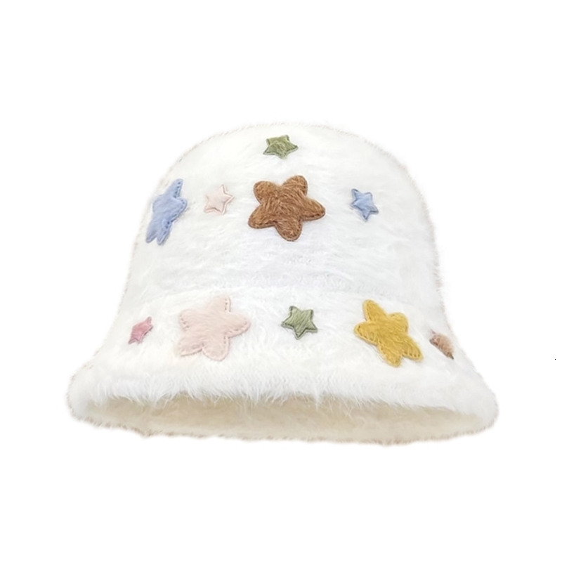 Wide Brim Hats Bucket Hats Plush Hat for Women Soft Beanie Hat Embroidery Hat Y2K Female Hat Girls Beachhat Powear Fisherman Cap 230824