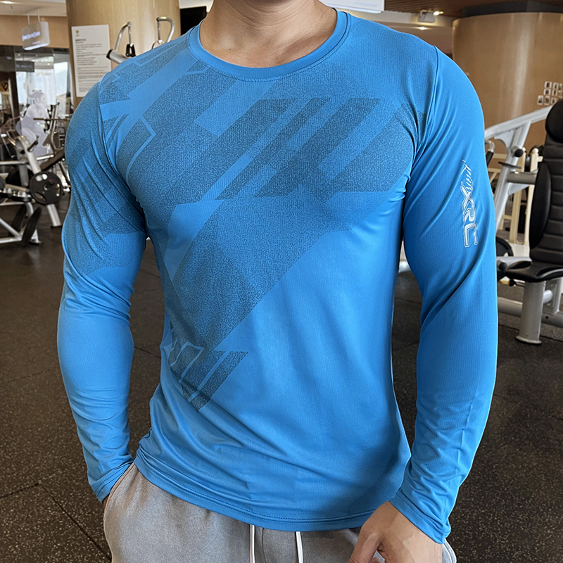 Men's T-Shirts High Quality Running Sport Shirt Men Fitness Compression Long Sleeve Upper Clothing Crew Neck Swearshirt Male Rash Guard Wicking 2