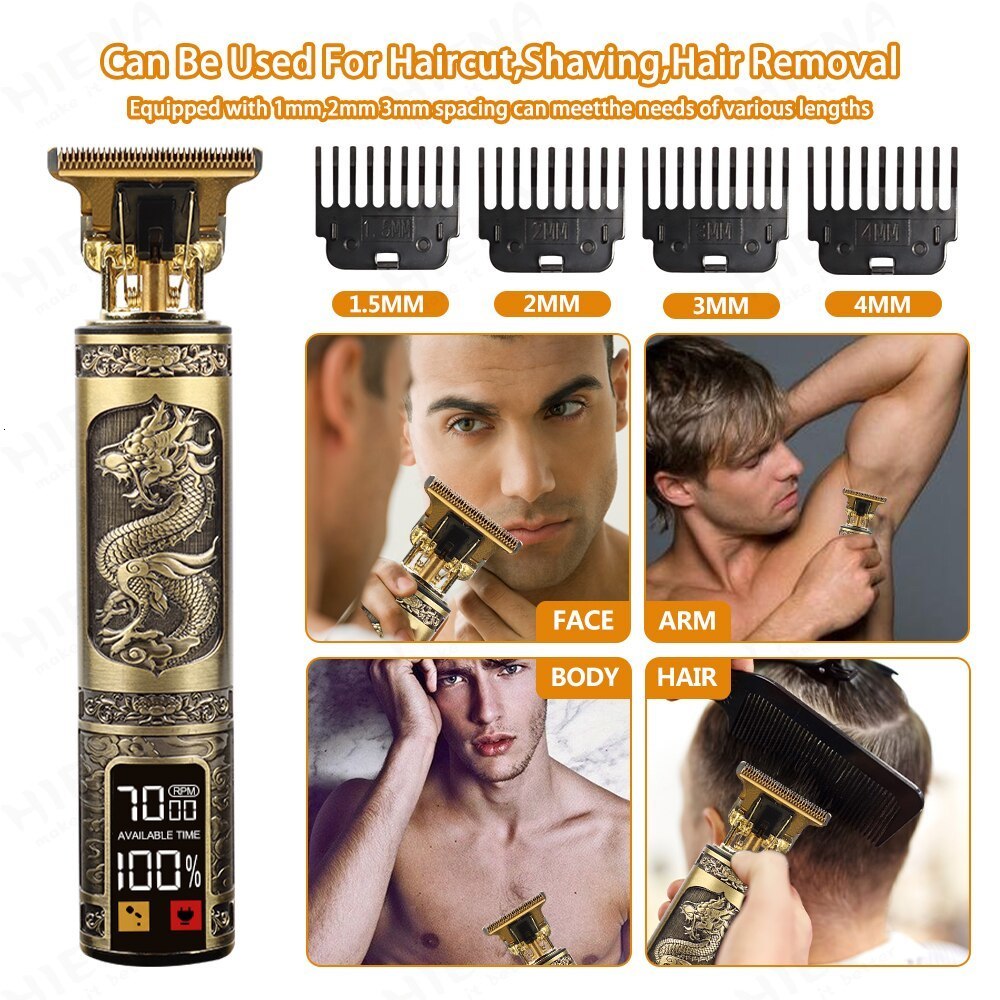 Electric Shavers Vintage Body T9 Cordless Electric Shaver Hair Cutting Machine For Man Hair Clipper Barber Beard Trimmer USB 230824