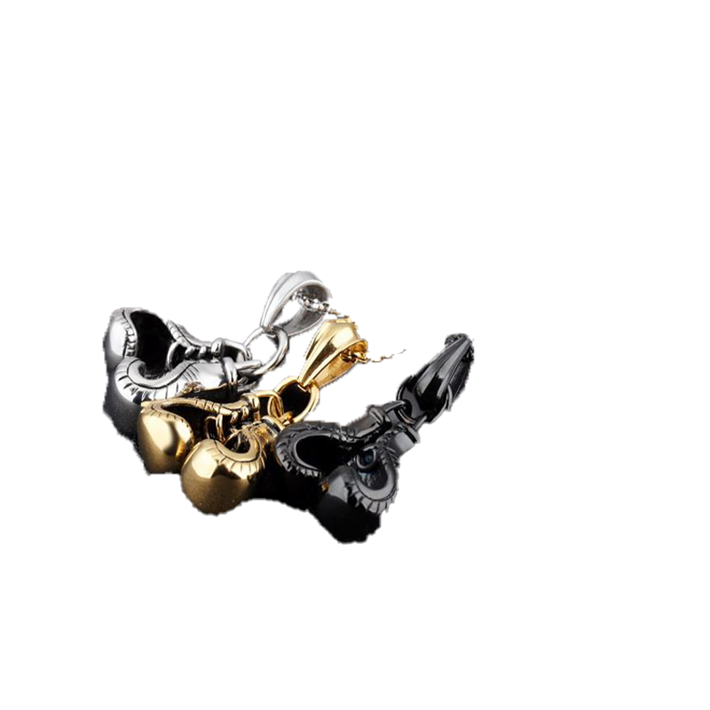 Retro Fitness Boxing Gloves Titanium Steel Necklace Lettering Domineering Fashion Punk Pendant Gold Black Steel Pendant2896624