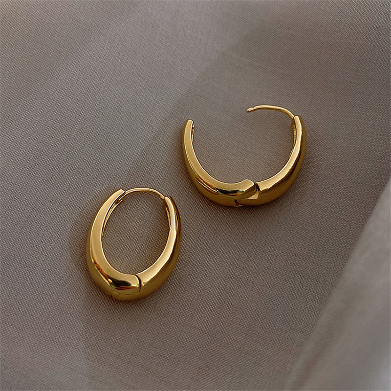 Stud Classic Copper Alloy Smooth Metal Hoop Earrings For Woman Fashion Korean Jewelry Temperament Girl's Daily Wear earrings 230824