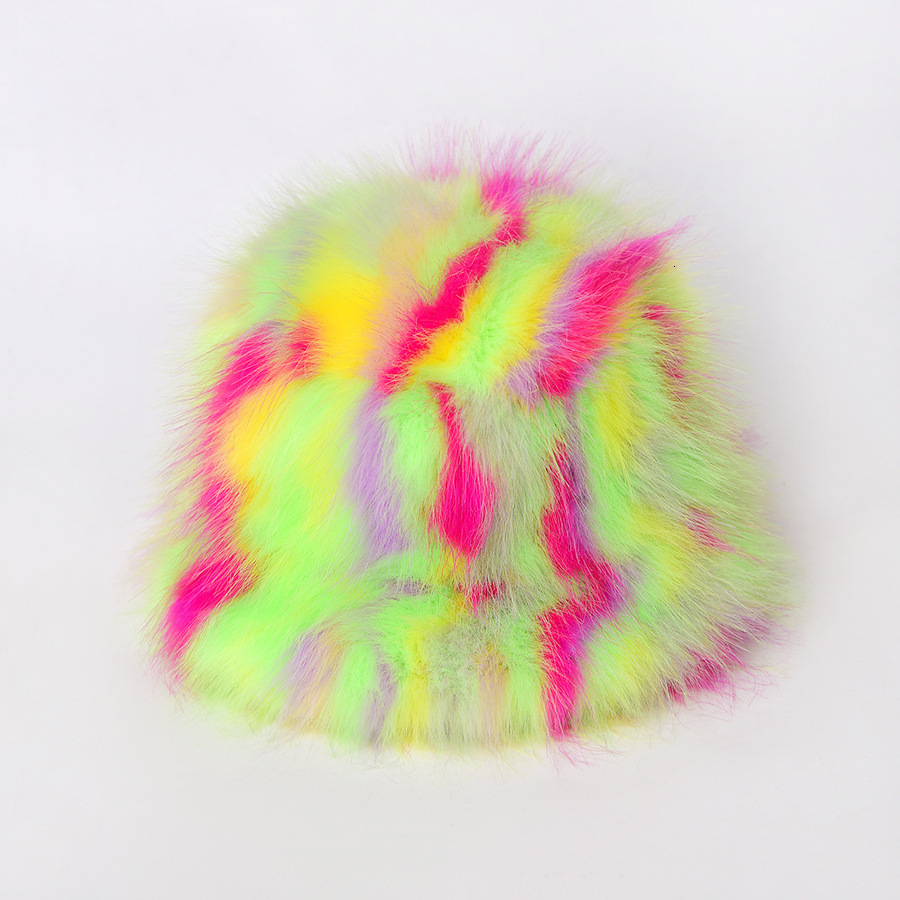 Wide Brim Hats Bucket Hats Winter Bucket Hat Women's Fashion Leopard Panama Warm Hats Female Vintage Faux Fur Fisherman Cap Hats For Women Drop 2