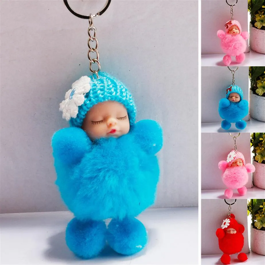 Keychains Sleeping Baby Doll Keychain Flower Bow Knot Holder Bag Key Chain Gifts Ring Sleutelhanger Llaveros Para Mujer Chaveiro ZZ