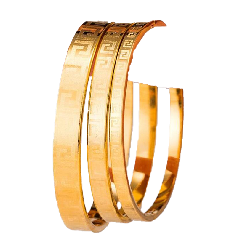 4mm 6mm 8mm Famous Brand Jewelry Pulseira Bracelet Bangle 24K Gold Color greek key engrave Bracelet For Women men272u