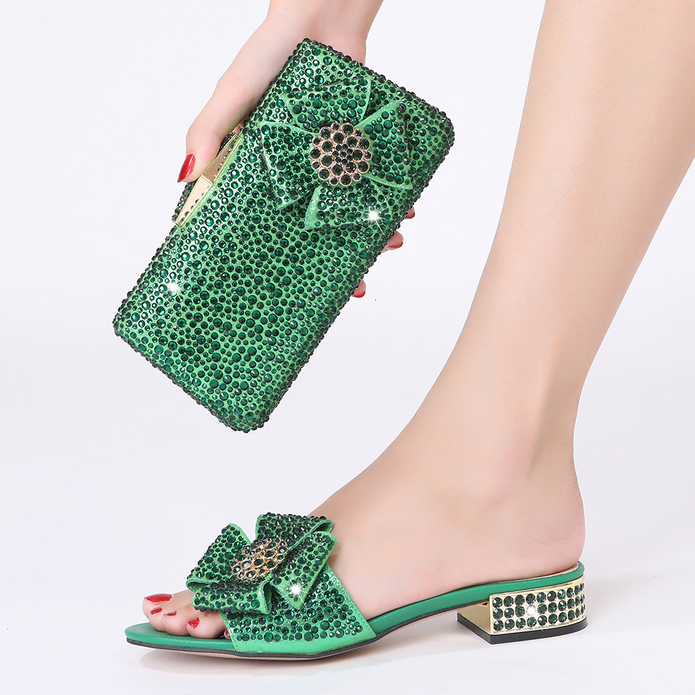 Evening Italian and Bags Matching Set Decorated with Rhie Shoes for Women er Low Heels SlipOn Party Pumps 230713 65ef 4