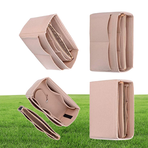 Felt Cloth Handbag Organizer Insert Bag Travel Makeup Organizer Inner Purse Portable Cosmetic Bags Fit Various Brand Bags Y2007142