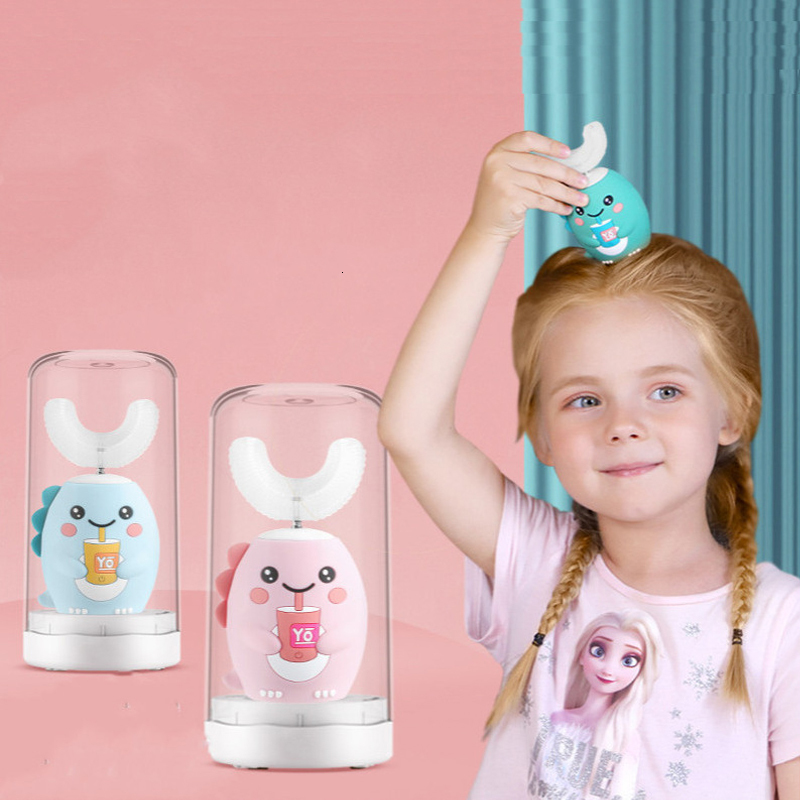 Toothbrush 360 Degrees Electric Toothbrush Kids U Shaped Silicon Smart Sonic Teeth Tooth Brush Cartoon Pattern for Children IPX7 Waterproof 230824