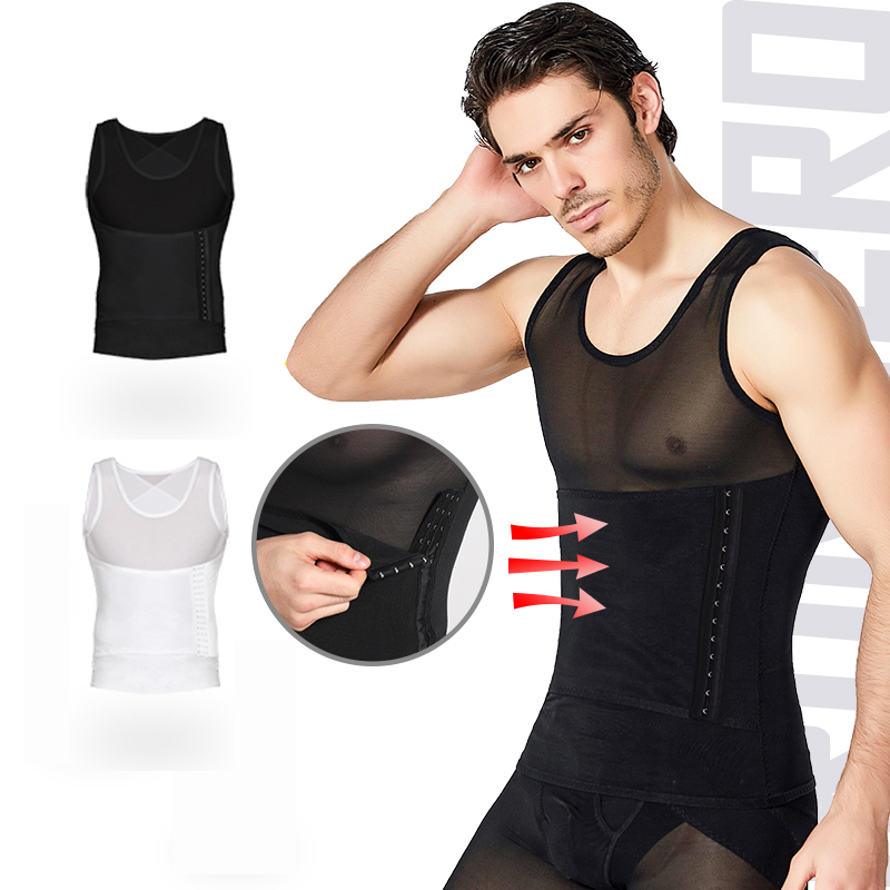 Waist Tummy Shaper Male Waist Trainer Vest Tummy Tuck Belt Weight Loss Corset Slimming Tank Tops Belly Reducer Stomach Girdle Body Shaper For Men 2308