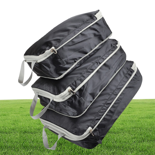 3pcsset Compression Packing Cubes Travel Storage Bag Luggage Suitcase Organizer Set Foldable Waterproof Nylon Material 220516gx