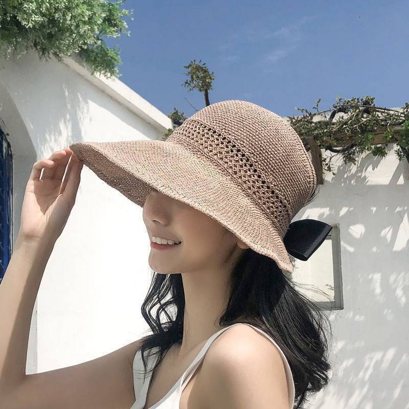Wide Brim Hats Bucket Hats Spring Summer Sun Hat Rolling Foldable Anti-UV Beach Visor Caps Empty Top Hat Sun Shade Big Wide Brim Women's Bucket H