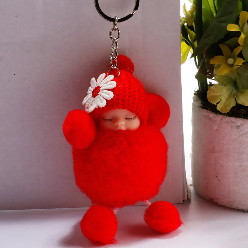 Keychains Sleeping Baby Doll Keychain Flower Bow Knot Holder Bag Key Chain Gifts Ring Sleutelhanger Llaveros Para Mujer Chaveiro ZZ
