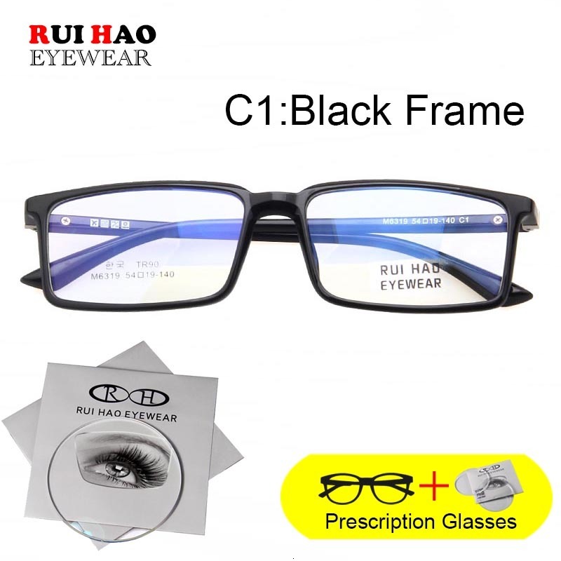 Fashion Sunglasses Frames Customize Prescription Eyeglasses Men TR90 Glasses Fill Resin Lenses Rui Hao Eyewear Rectangle Spectacles Frame Women M6319 