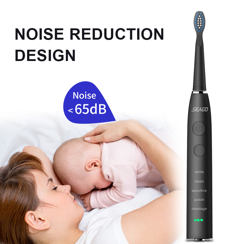 Toothbrush Seago Electric Sonic Toothbrush USB Rechargeable Adult 360 Days Long Battery Life with 4 Replacement Heads Gift SG-575 230824