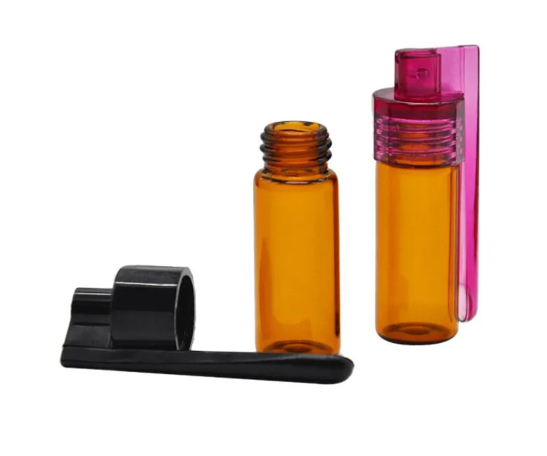 wholesale 51mm/36mm Acrylic Plastic Bottle Snuff Snorter Dispenser Snorter Glass Vial pill case container box with spoon multiple color LL