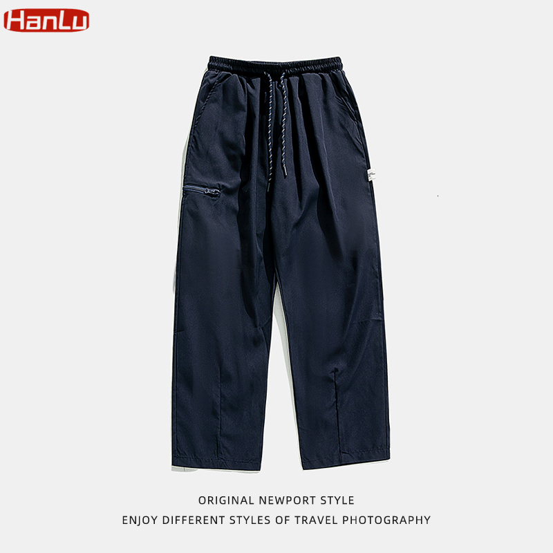 Men's Pants Oversized Y2K Clothes Navy Cargo Baggy Wide Leg Zip Trousers Drawstring Streetwear Sweatpants For Men 230824