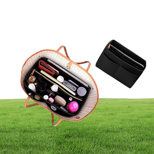 Felt Cloth Handbag Organizer Insert Bag Travel Makeup Organizer Inner Purse Portable Cosmetic Bags Fit Various Brand Bags Y2007142