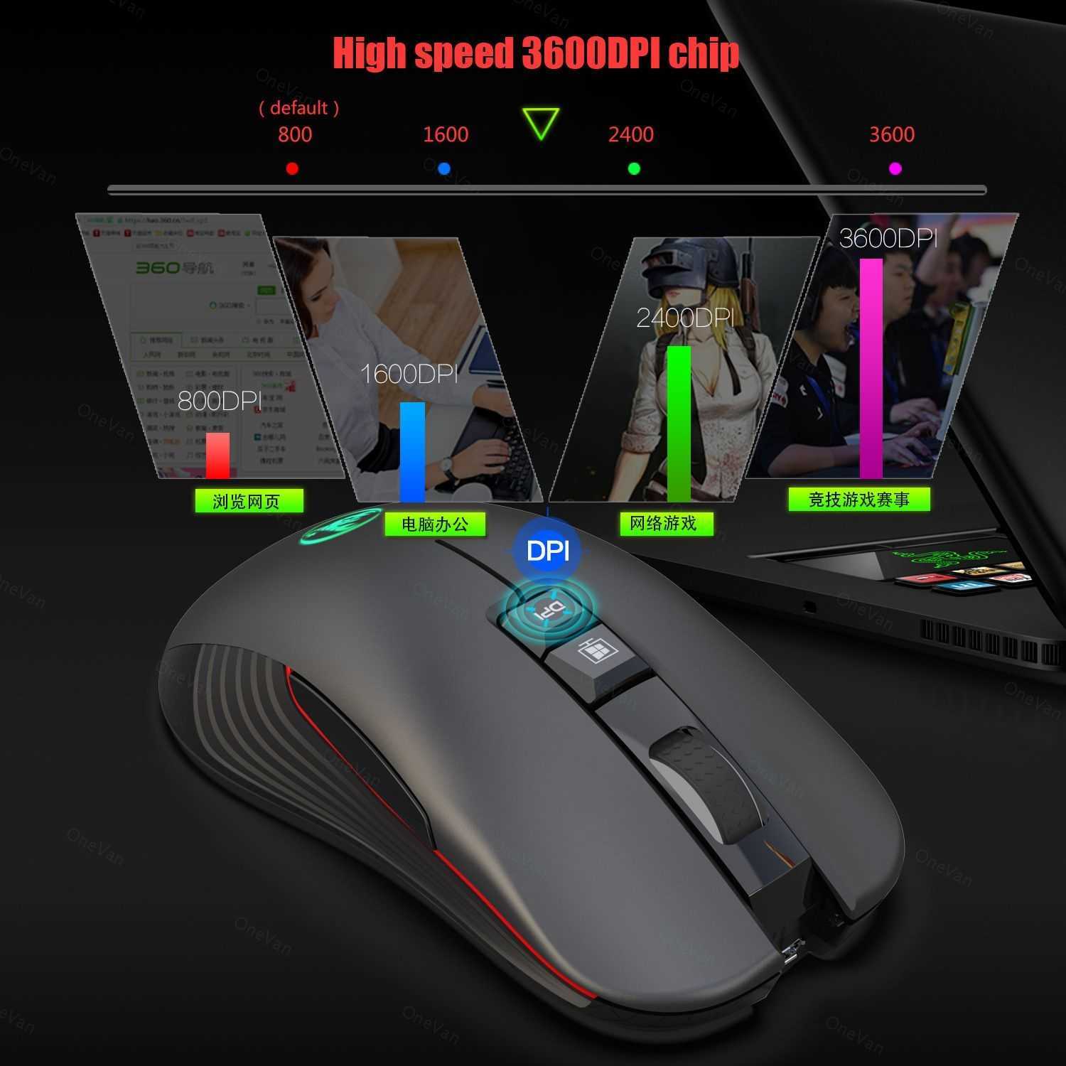 New T30 Rechargeable Wireless Mouse Game Mouse 7D Mouse Can Turn off Light Adjustable Colorful Luminous 3600dpi Q230825