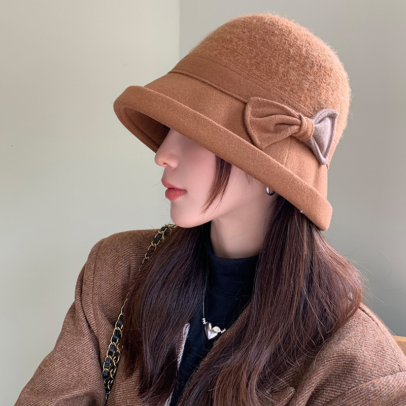 Wide Brim Hats Bucket Hats Bucket Hat Women Autumn Winter Wool Fisherman Cap Solid Color Winter Hats For Women Thick Warm Bonnet Fedora Casual 230824