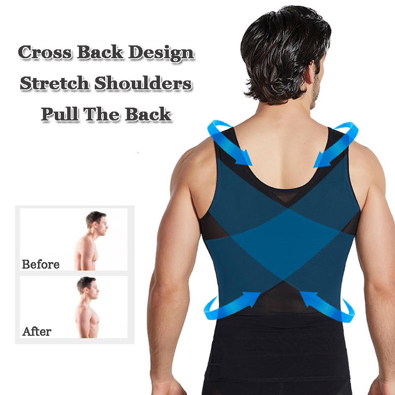 Waist Tummy Shaper Male Waist Trainer Vest Tummy Tuck Belt Weight Loss Corset Slimming Tank Tops Belly Reducer Stomach Girdle Body Shaper For Men 2308