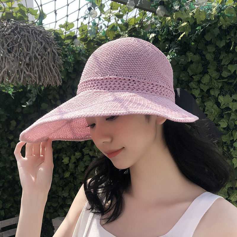 Wide Brim Hats Bucket Hats Spring Summer Sun Hat Rolling Foldable Anti-UV Beach Visor Caps Empty Top Hat Sun Shade Big Wide Brim Women's Bucket H