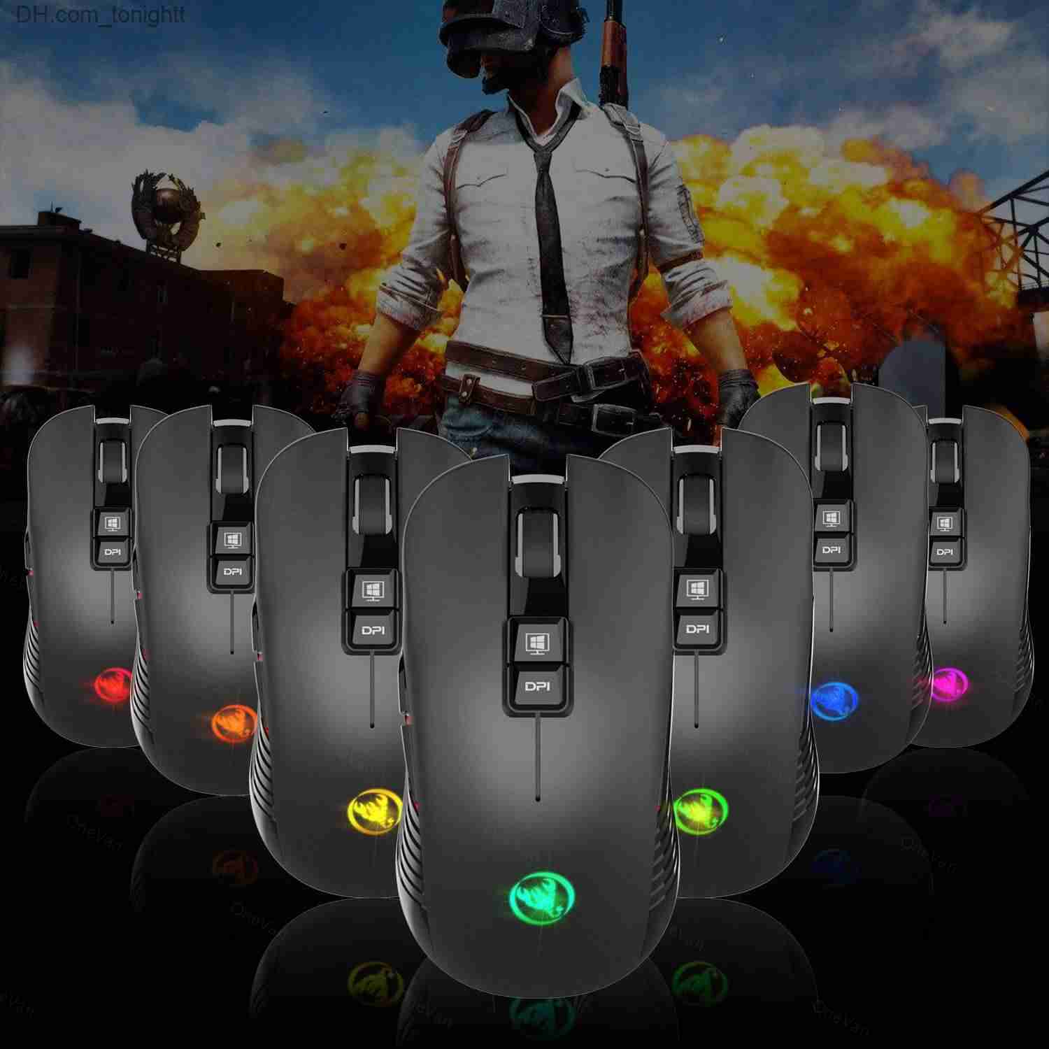 New T30 Rechargeable Wireless Mouse Game Mouse 7D Mouse Can Turn off Light Adjustable Colorful Luminous 3600dpi Q230825