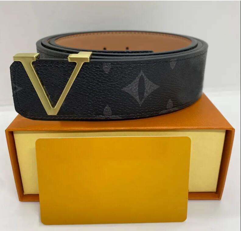 Fashion buckle designer belt genuine leather belt big gold buckle belt V letter design Highly Quality designer men women mens belts designer