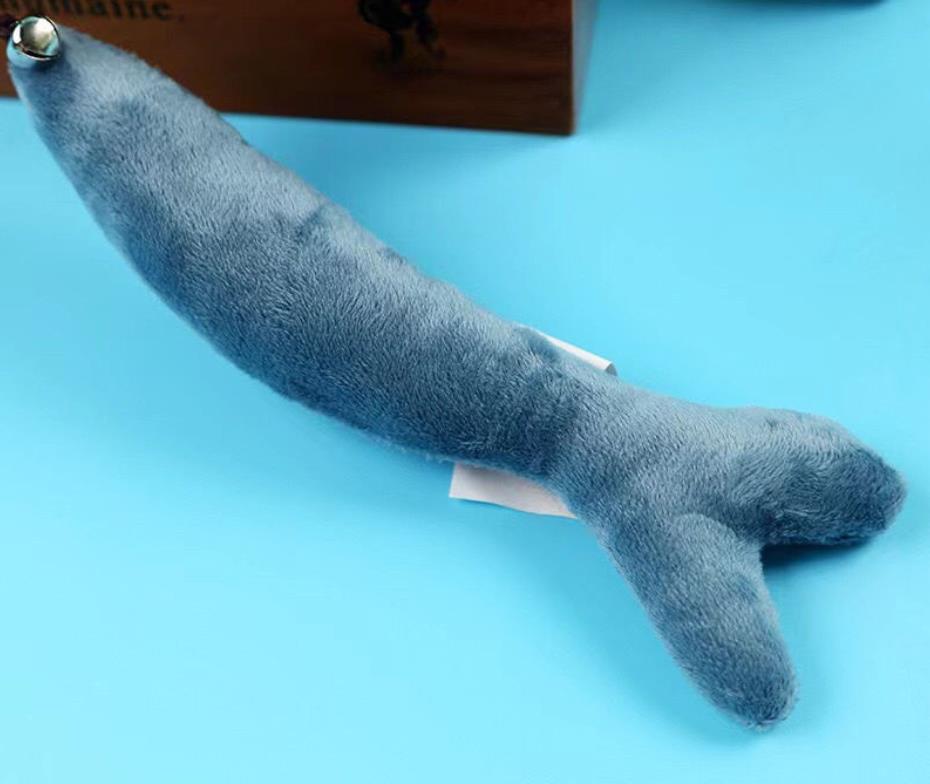 Plush Blue Whale Cat Wand Toys with Bell Kitten Fishes Teaser Sticks Chew Interactive Wood Fishing Rod Plush Pet Plaything Gift Ideas