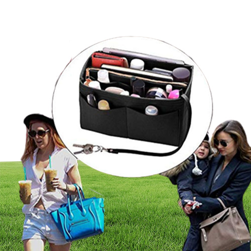 Felt Cloth Handbag Organizer Insert Bag Travel Makeup Organizer Inner Purse Portable Cosmetic Bags Fit Various Brand Bags Y2007142
