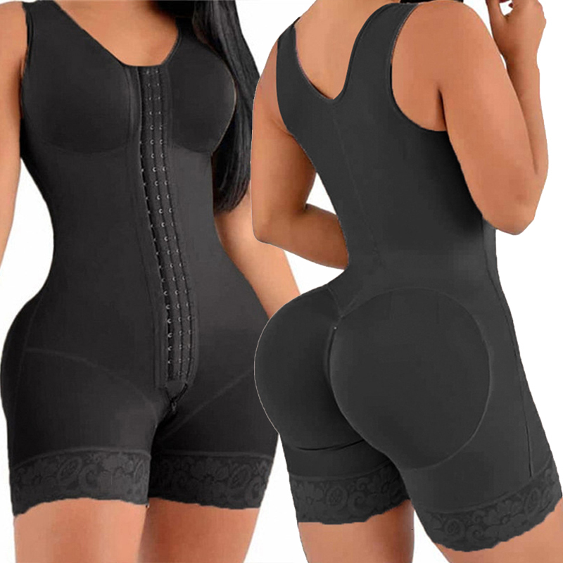 Waist Tummy Shaper Fajas Colombianas Post Surgery Shapewear High Compression Slimming Belt Women Flat Stomach Butt Lifter Body Shaper Zipper Crotch 23