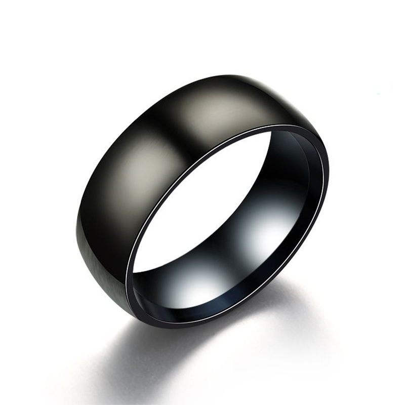 Fashion Black Titanium Ring Men Matte Finished Classic Engagement Anel Jewelry Rings For Male Party Wedding Bands