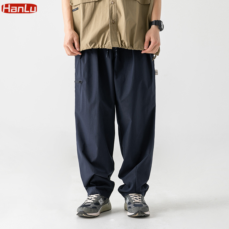 Men's Pants Oversized Y2K Clothes Navy Cargo Baggy Wide Leg Zip Trousers Drawstring Streetwear Sweatpants For Men 230824